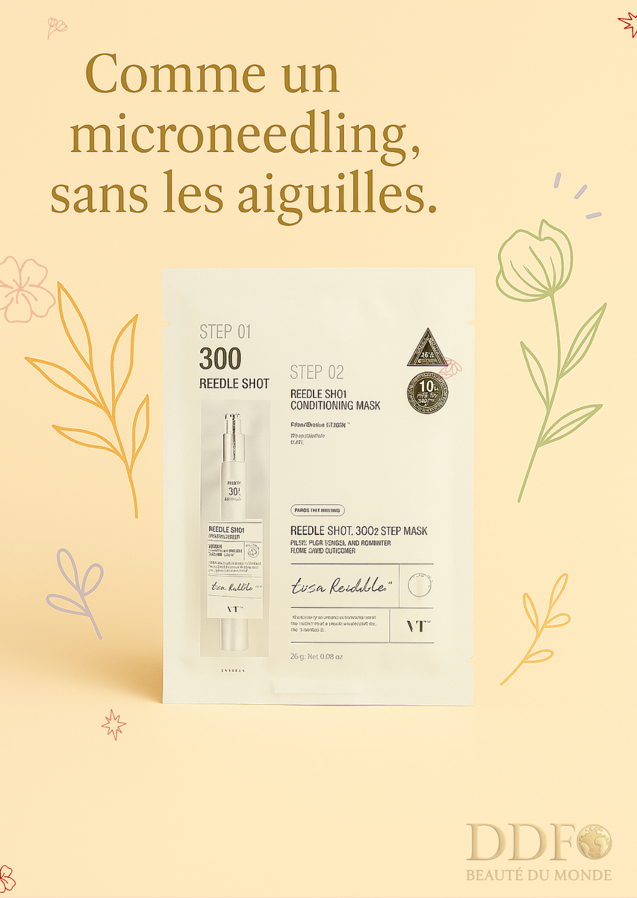 VT COSMETICS - Reedle Shot 300 - Programme de Soin en 2 Étapes - Ta peau mérite un électrochoc… version luxe et végétale
