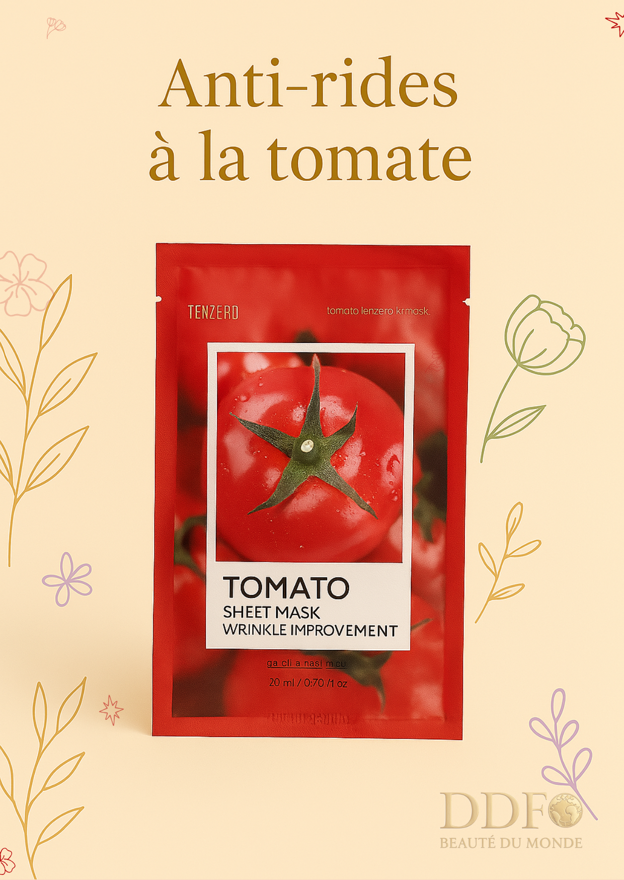 TENZERO – Tomato Sheet Mask Wrinkle - Lisse comme une tomate mûre. Mais sans le jus